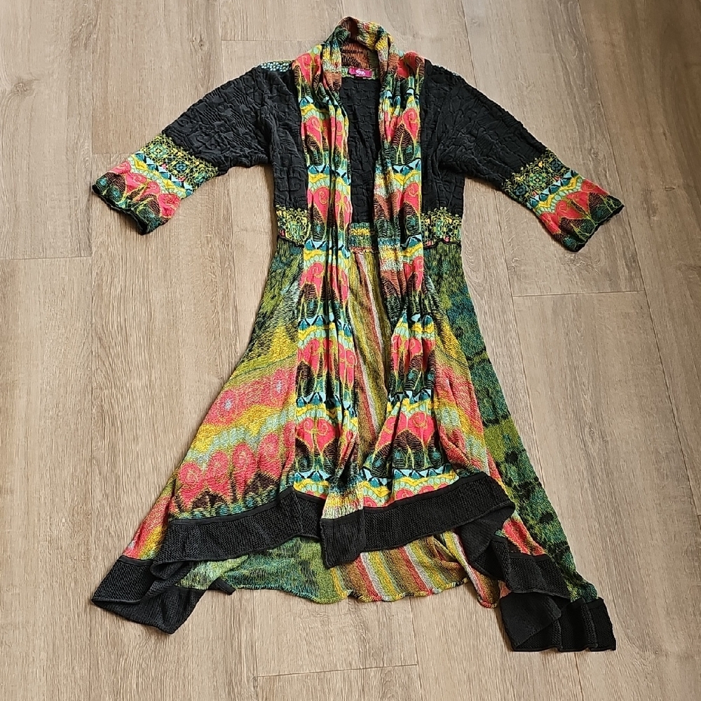 IVKO Colorful Bohemian 100% Cotton Duster Sweater Size XL